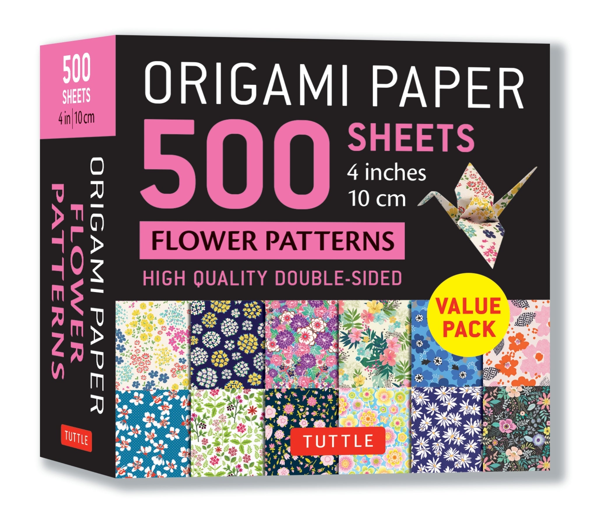 Cover image for Origami Paper 500 sheets Flower Patterns 4" (10 cm) ISBN 9780804855983